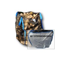 Big Bag f&uuml;r Holz bel&uuml;ftet 4- seitig Netz und Sterneneboden 100 x 100 x 120 cm 1200 Liter 1000 kg Traglast