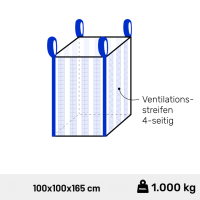 BIG BAG-100x100x165cm, 4-seitig Ventilationsstreifen