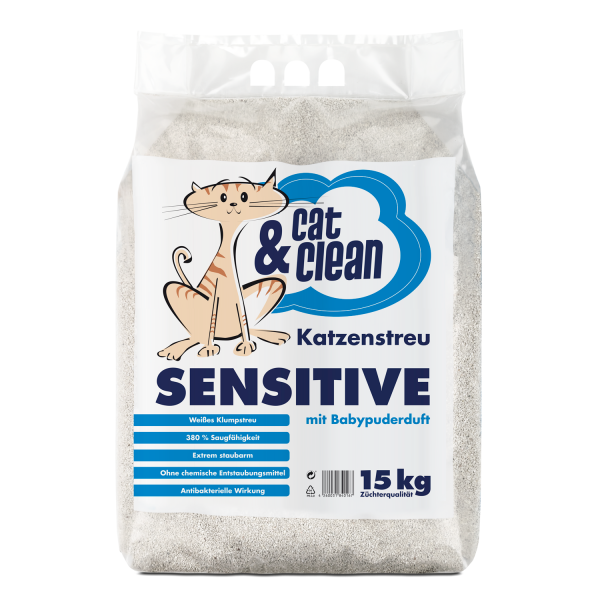 Cat & Clean® Sensitive mit Babypuderduft (15 kg)