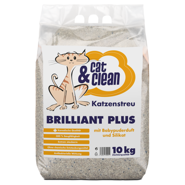 15 kg Cat & Clean® Brilliant Plus mit Babypuderduft und Silikat