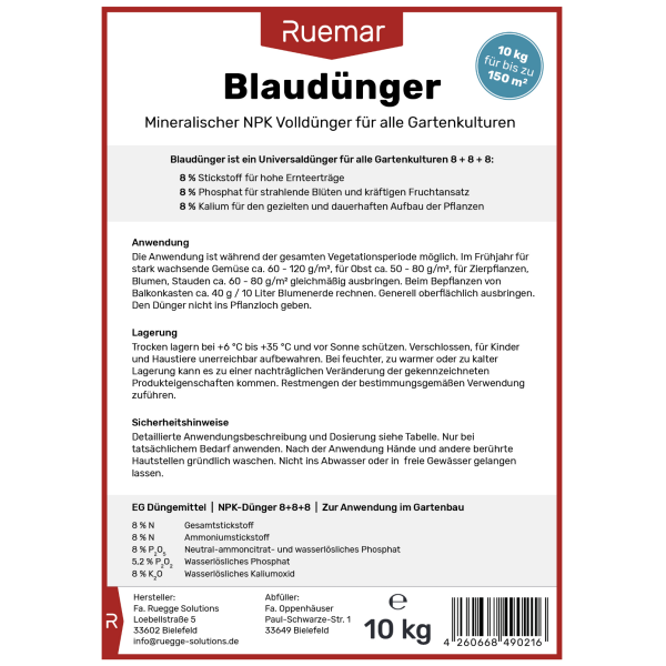 Ruemar Blaudünger 12,5 kg Sack