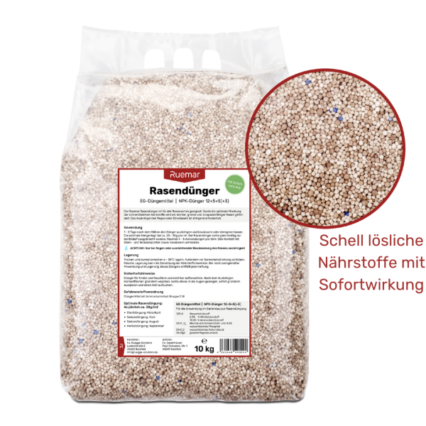 Ruemar Rasendünger 25 kg UNIVERSAL Herbstdünger mit Sofortwirkung (2x 12,5 kg)