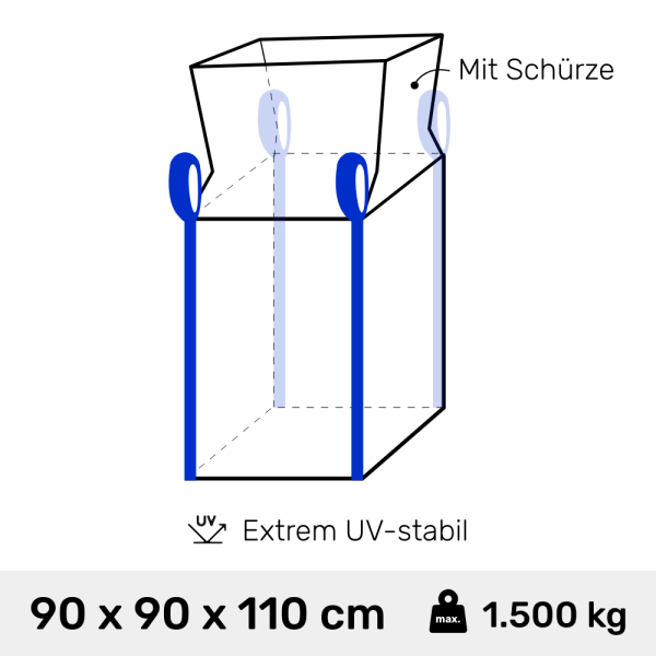 Big Bag 90x90x110cm Standard unbeschichtet 1500 kg