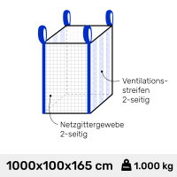 BIG BAG-100 x 100 x 165cm, 2-seitig Vent., 2-seitig Netz