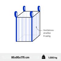 BIG BAG-95 x 95 x 175cm, 4-seitig Ventilationsstreifen