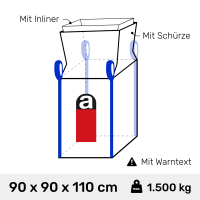 BIG BAG-90 x 90 x 110cm mit Schürze + Inliner