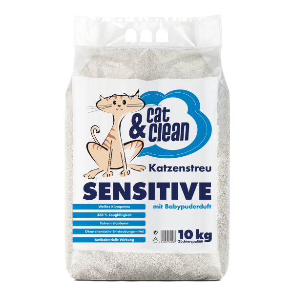 1 x 10 kg Cat & Clean® Sensitive mit Babypuderduft